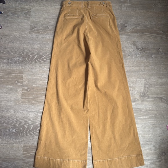 Anthropologie Maeve Linen Cotton Contrast Stitch High-Rise Wide-Leg Pants 2 - Picture 4 of 14